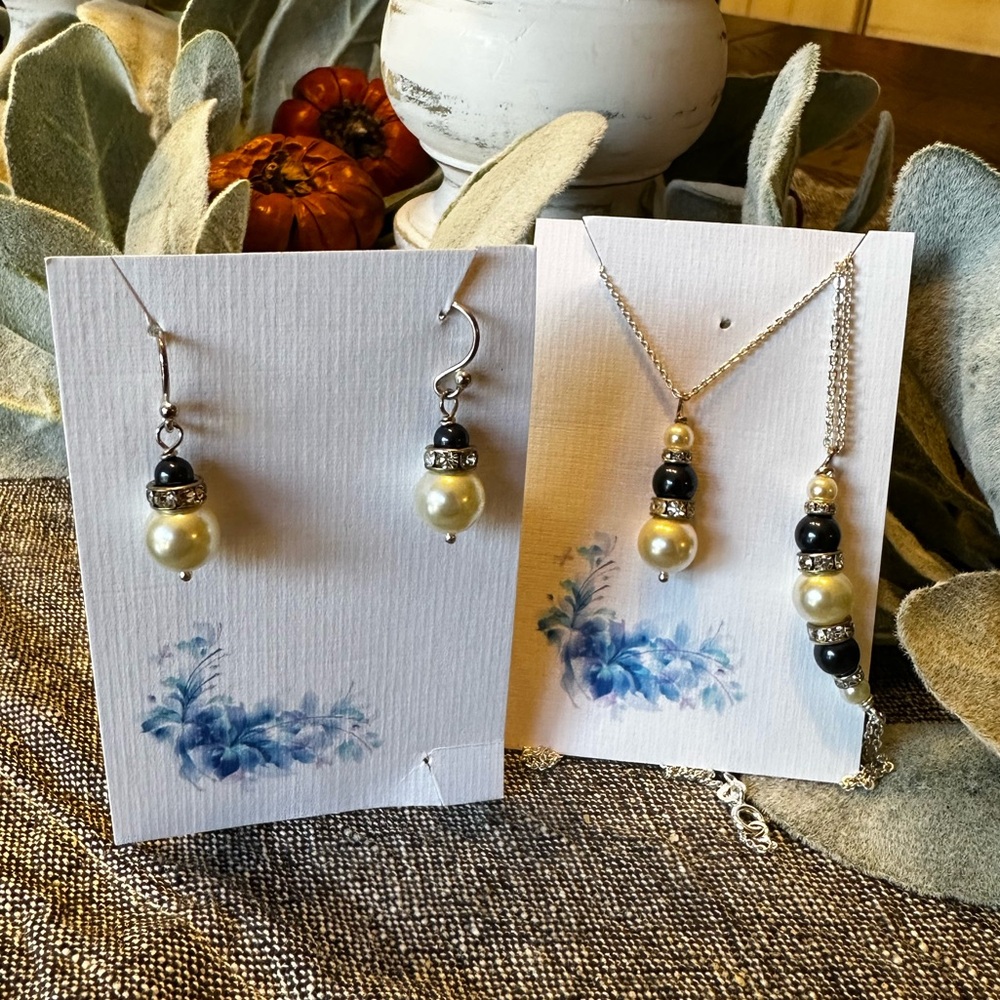 Jewelry Set: Earrings, Necklace, and Bracelet